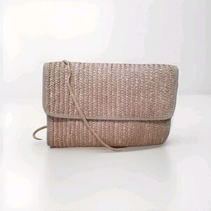 Vintage Waves By Tandem Purse Clutch Crossbody Jute Beachwear Lined 12" X 10"